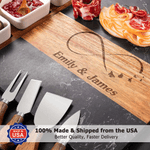 Personalized Engraved Name Marble 11 Pcs Cutting Board Coaster Set with Ceramic Bowl Made in USA  Engagement Christmas Gift for Family Friends