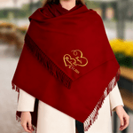 Personalised Double Heart Embroidery Multicolor Super Soft Tassel Warm Scarf with Name and Date Christmas Birthday Anniversary Gift for Couple