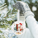 Personalized Cute Santa Claus Snowman Initial Ceramic Christmas Ornament with Name Tree Decor Christmas Gift for Friends Family