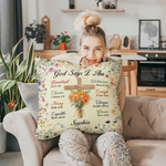 Personalised Birth Flower Cross God Says I Am Soft Cushion Cover with Name  Home Decor Baptism Christmas Gift for Famlily Friends Christians