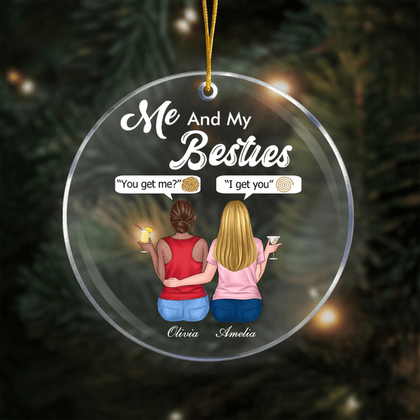 Personalized Me and My Besties Acrylic Hanging Ornament with Name Tree Decoration Christmas Gift for Sisters Besties