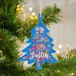 Personalised Multicolour Snowflake Christmas Tree Shake Ornament with Name and Year Home Tree Decor Christmas Gift for Family Friends