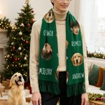 Personalized Funny Face Photo Name Multicolor Soft Warm Tassel Scarf Anniversary Winter Birthday Gift for Women Men Pet Lovers