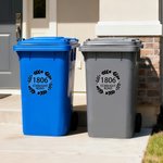 Personalised Set of 4 Floral Circle Wheelie Bin Stickers with Street Name and House Number Housewarming Birthday Gift for Family Friends