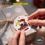 Personalised Christmas Long Tailed Marsupilami Set of 2 Waterproof Stickers Labels with Name Christmas Gift for Family Kids | Callie × Marsupilami®