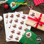 Personalised Christmas Long Tailed Marsupilami Set of 2 Waterproof Stickers Labels with Name Christmas Gift for Family Kids | Callie × Marsupilami®