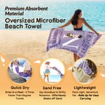 Personalizzato con la nuvola di parole della famiglia, personaggio dei cartoni animati, asciugamano da spiaggia in microfibra sovradimensionato ad asciugatura rapida con nome, regalo di compleanno ess