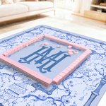 Alfombrilla de Mahjong personalizada con monograma de flores azules y blancas y bolsa de almacenamiento Accesorio de juego Regalo de cumpleaños navideño para los amantes del Mahjong
