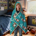 Personalized Face Photo Football Cartoon Character Soft Hooded Blanket with Name and Number Home Decor Birthday Match Day Gift for Sports Lovers