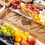 Personalised Engraved Initials Acacia Marble 11 Pcs Cutting Board Coaster Set with Ceramic Bowls Christmas Gift for Family Friends