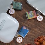 Personalized Miniature Book Cover Dust Plug with Initial Charm Birthday Gift for Bookworms Writers Friends Family