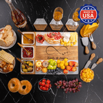 Personalized Engraved Name Marble 11 Pcs Cutting Board Coaster Set with Ceramic Bowl Made in USA  Engagement Christmas Gift for Family Friends