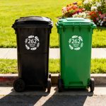 Personalised Set of 4 Floral Circle Wheelie Bin Stickers with Street Name and House Number Housewarming Birthday Gift for Family Friends