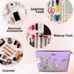Personalised Watercolour Flowers Portable Makeup Bag with Name Travel Essential Birthday Gift for Women