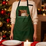 Personalized Snowman Elk Photo Adjustable Apron with Name and Pocket Cooking Handcraft Activities Autumn Birthday Christmas Gift for Friend Family