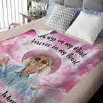Personalized White Dove Heaven Photo Soft Throw Blanket with Name and Year Memorial Sympathy Gift for Family Friends