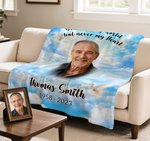 Personalized White Dove Heaven Photo Soft Throw Blanket with Name and Year Memorial Sympathy Gift for Family Friends