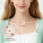 Personlig snäckblomma födelsesten halsband med namn elegant smycke födelsedag årsdag julklapp för kvinnor