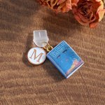 Personalized Miniature Book Cover Dust Plug with Initial Charm Birthday Gift for Bookworms Writers Friends Family