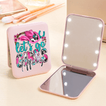 Personalised Cowgirl Hat Horseshoe Western Cowgirl Style LED Double-Sided Makeup Mirror with Name Birthday Wedding Anniversary Gift for Women Girls