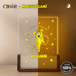 Personalisierte Langschwanz-Leopard Marsupilami LED-Nachtlicht mit Namen und hölzerne Basis Home Decor Weihnachtsgeschenk für Kinder | Callie × Marsupilami®