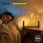 Personalisierte Langschwanz-Leopard Marsupilami LED-Nachtlicht mit Namen und hölzerne Basis Home Decor Weihnachtsgeschenk für Kinder | Callie × Marsupilami®