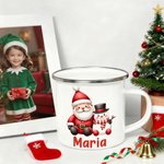 Personlig julklapp med tomte emaljmugg flerfärgad 355 ml kan anpassas med namn julklapp till familj och barn