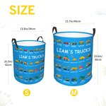 Personalized Multicolour Construction Truck Excavator Bulldozer Waterproof Storage Basket with Text Birthday Gift for Boys Girls Truck Lovers