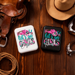 Personalised Cowgirl Hat Horseshoe Western Cowgirl Style LED Double-Sided Makeup Mirror with Name Birthday Wedding Anniversary Gift for Women Girls