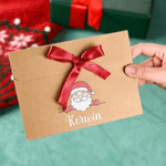 Personalized Snowman Santa Claus Christmas Tree 2 Pcs Money Envelope with Ribbon and Name Christmas Gift for Kids Friends