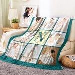 Personalized Ballet Theme 6-8 Photos Collage Soft Throw Blanket with Initial and Name Home Decor Anniversary Birthday Gift for Ballet Lovers