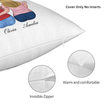 Personalized Cute Cartoon Character Me & My Besties Soft Throw Pillow Cover with Names Home Decor Birthday Anniversary Bride Party Gift for Besties