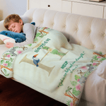 Personalized Cute Animal Bible Initial Soft Throw Blanket with Name Home Decor Christmas Birthday Baptism Gift for Family Kids