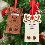 Personalised Christmas Reindeer Felt Gift Card Holder Ornament with Name Tree Decor Christmas Gift for Family Friends