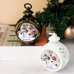 Adorno de vela LED sin llama personalizado con muñeco de nieve huellas de corazón y nombres regalo de Navidad para familia