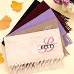Personalized Embroidered Initial Design Soft Warm Scarf with Name and Tassel Winter Accessory Christmas Birthday Gift for Women