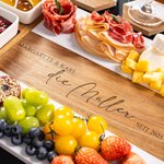 Personalisiertes Akazien-Marmor Schneidebrett Untersetzer Set mit Graviertem Namen und Datum Jahrestag Geschenk für Familie Freunde