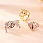 Anillo personalizado con forma de corazón delicado foto y texto grabado regalo de aniversario Navidad y cumpleaños para mamá esposa y mujeres