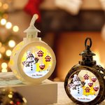 Adorno de vela LED sin llama personalizado con muñeco de nieve huellas de corazón y nombres regalo de Navidad para familia