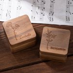 Personalized Engraved Line Birth Flower Wooden Magnetic Guitar Pick Storage Box with Name Anniversary Birthday Gift for Musician Guitar Player