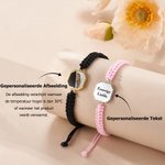 Gepersonaliseerde Verstelbare Gevlochten Armband met Verborgen Warmte-actieve Foto Verjaardag Valentijnsdag Jubileumcadeau voor Dames Koppel