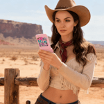 Personalised Cowgirl Hat Horseshoe Western Cowgirl Style LED Double-Sided Makeup Mirror with Name Birthday Wedding Anniversary Gift for Women Girls