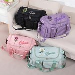 Gepersonaliseerde Waterdichte Nylon Reisduffeltas met Geboortebloem en Naam Meerdere Vakken en Schouderriem Verjaardagscadeau voor Dames