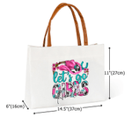 Personalized Let's Go Girls Cowboy Hat Boot Horseshoe Canvas Tote Bag with Name Daily Use Birthday Gift for Cowgirls Women