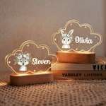 Personalisierte niedliche Tiere Stern Wolke Stil Acryl LED-Nachtlicht mit Namen und hölzerne Basis Kinderzimmer Dekoration Geburtstag Weihnachten Geschenk für Kind Neugeborenen