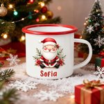 Personlig julklapp med tomte emaljmugg flerfärgad 355 ml kan anpassas med namn julklapp till familj och barn
