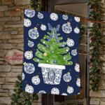 Gepersonaliseerde Chinoiserie Vintage Kerstboom Tuinvlag met Naam en Voorletter Outdoor Decor Kerstcadeau voor familie tuinliefhebbers