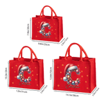 Personalised Christmas Hat Initial Large Capacity Jute Red Tote Bag with Name Christmas Party Gift for Women Kids