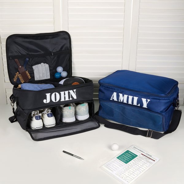 Design personalizzato del nome Grande baule da golf Organizzatore Borsa di stoccaggio con scomparti regolabili Accessori da golf Regalo di Natale di compleanno per gli amanti del golf