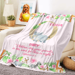 Personalized Cute Animal Bible Initial Soft Throw Blanket with Name Home Decor Christmas Birthday Baptism Gift for Family Kids